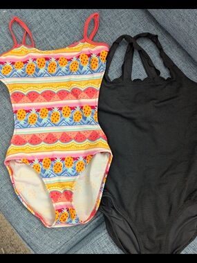 Kids One-Piece Swimsuit Bundle - Pineapple Print & Black